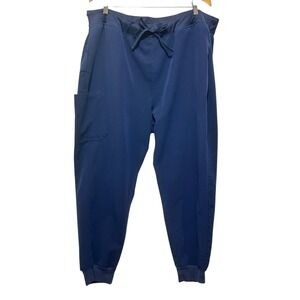 Mandala Mens Scrub Pants 3XL Navy Jogger Cargo Moisture Wicking Uniform Medical